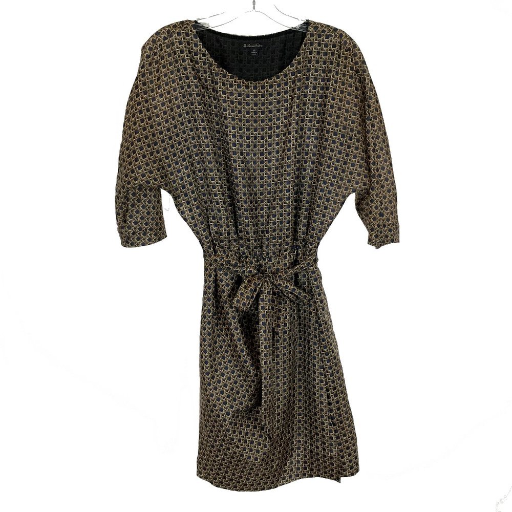 Womens Petite Size 4 4P Brooks Brothers Pure Silk Rattan Geometric Print Dress